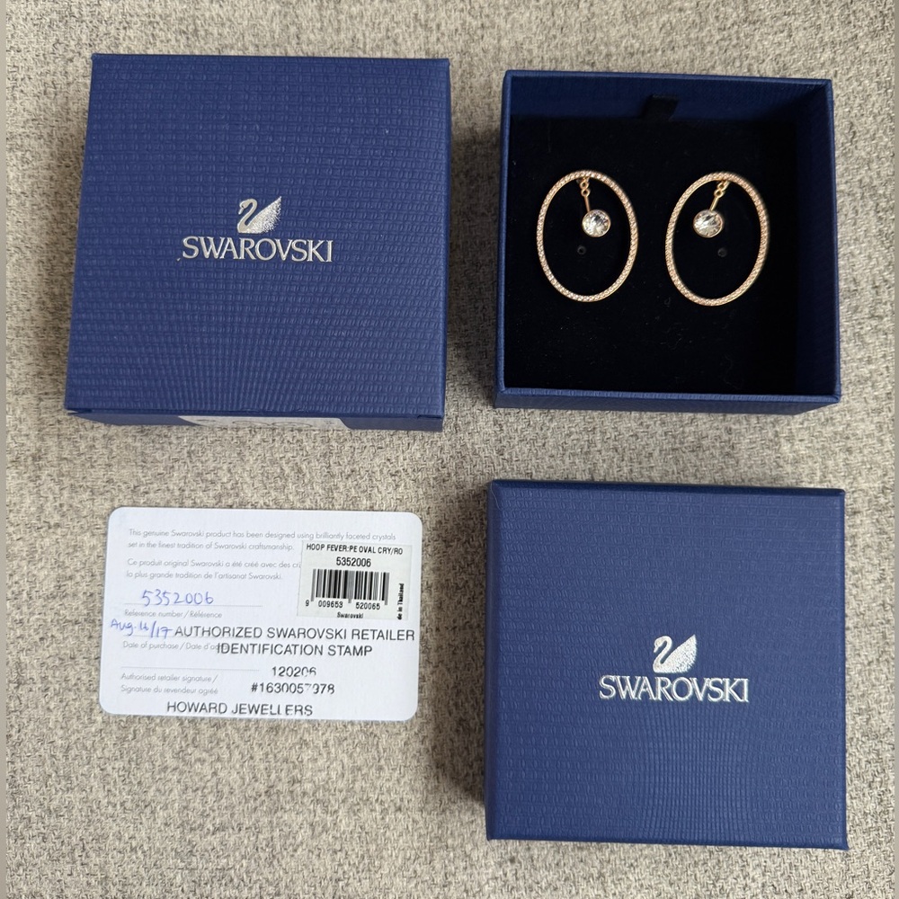 Swarovski Gold Earrings with Clear Crystals